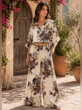 🇮🇹 Made in Italy Floral Two-Piece Set with Belt